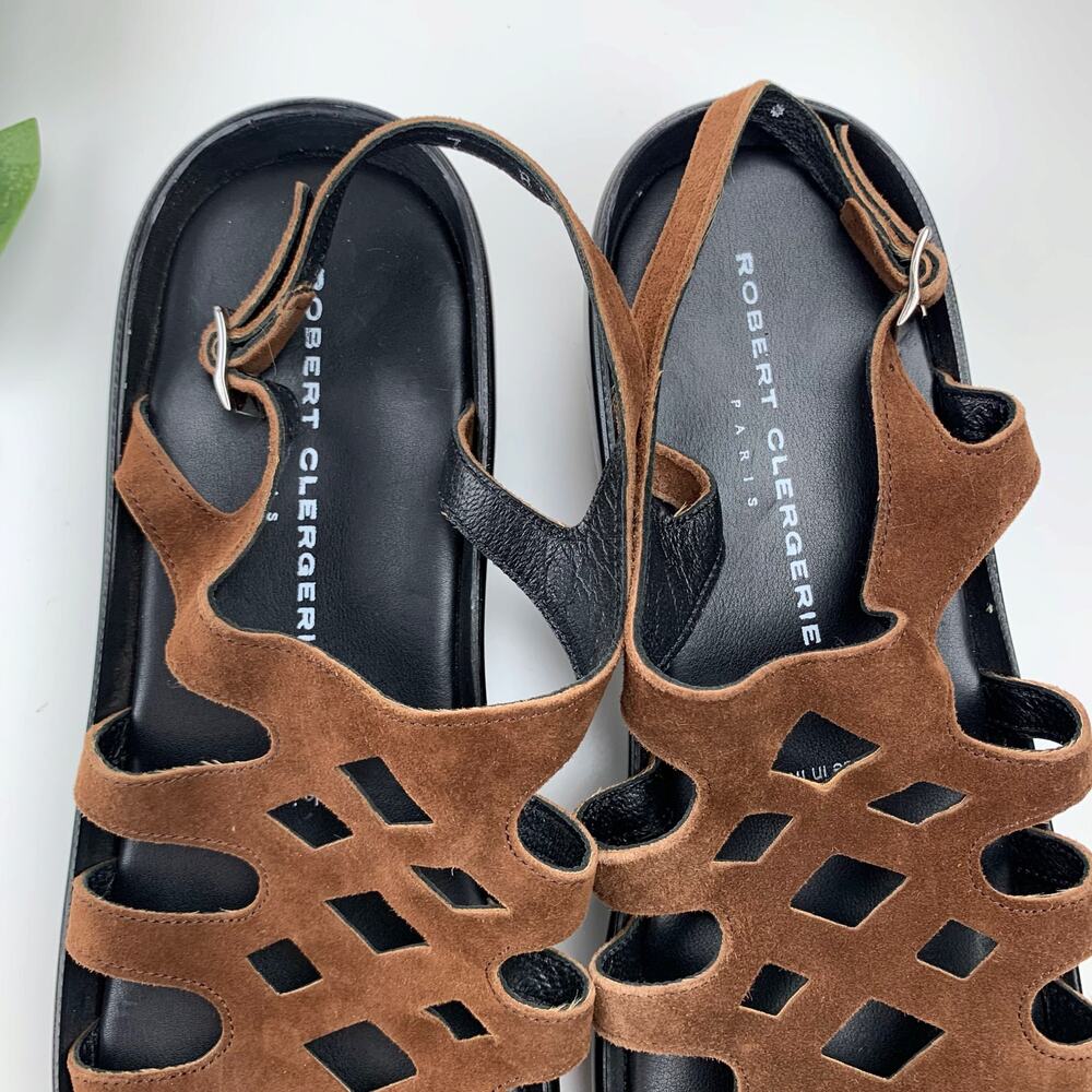 Robert Clergerie Sandals Brown Suede Women's 7 - Picture 4 of 12